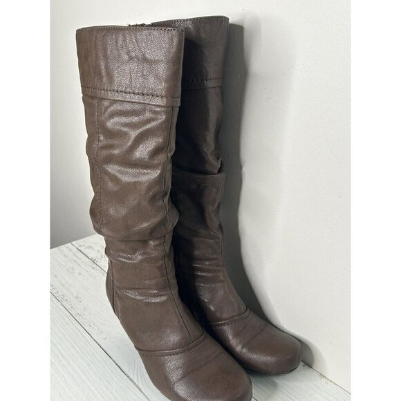 Bare Traps Trudy Brown Faux Leather Zipper Riding Boots Size 7M - Picture 4 of 15